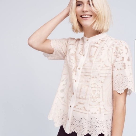 Anthropologie Tops - Anthropologie Floreat Sagesse Lace Blouse